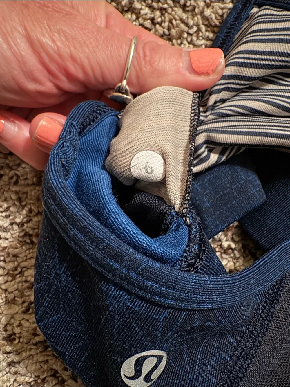 Lululemon Flow Y Bra IV Sashico Star Cross Inkwell Rugged Blue Size 6